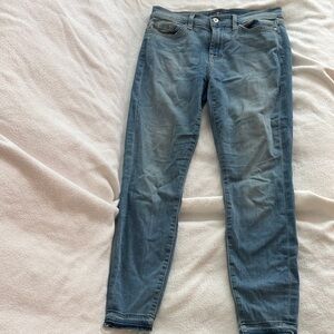 7 For All Mankind High Waist Ankle Genevieve Light Blue Cropped Jeans